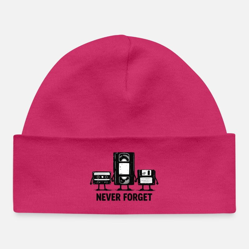 Never Forget Retro Tech - Baby Organic Beanie - hot pink