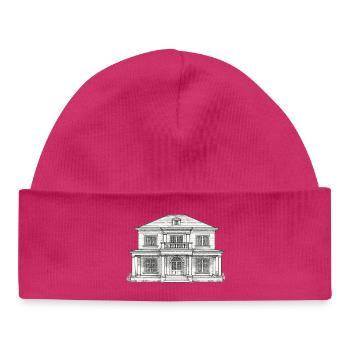 Klassisches Vorderhaus Linienzeichnung - Baby Organic Mütze - hot Pink - Vorne