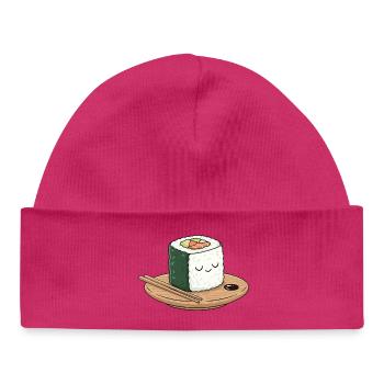 Kawaii Sushi auf Holzplatte mit Stäbchen - Baby Organic Mütze - hot Pink - Vorne