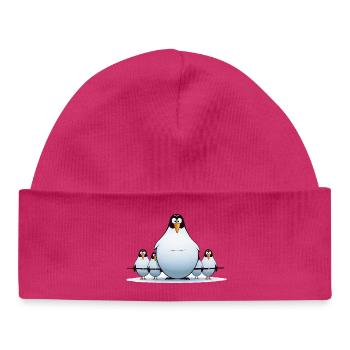 Dessin animé du groupe familial Penguin - Bonnet bébé bio - hot pink - Devant