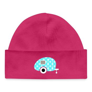 Caravan Dots Camping Points Camping, Vintage Rétro - Bonnet bébé bio - hot pink - Devant