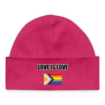 LOVE IS LOVE Intersex Inklusive Pride Progress Fla - Baby Organic Mütze - hot Pink - Vorne