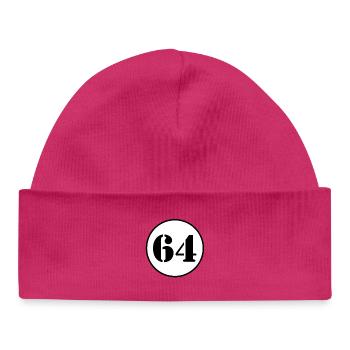 NUMÉRO 64 soixante quatre cadeau d'anniversaire - Bonnet bébé bio - hot pink - Devant