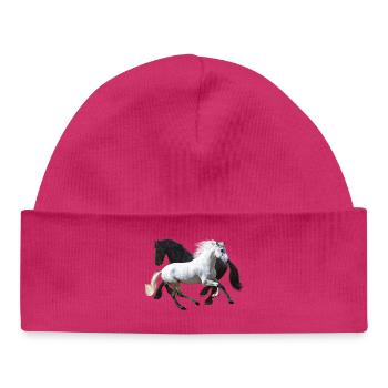 Chevaux - Bonnet bébé bio - hot pink - Devant