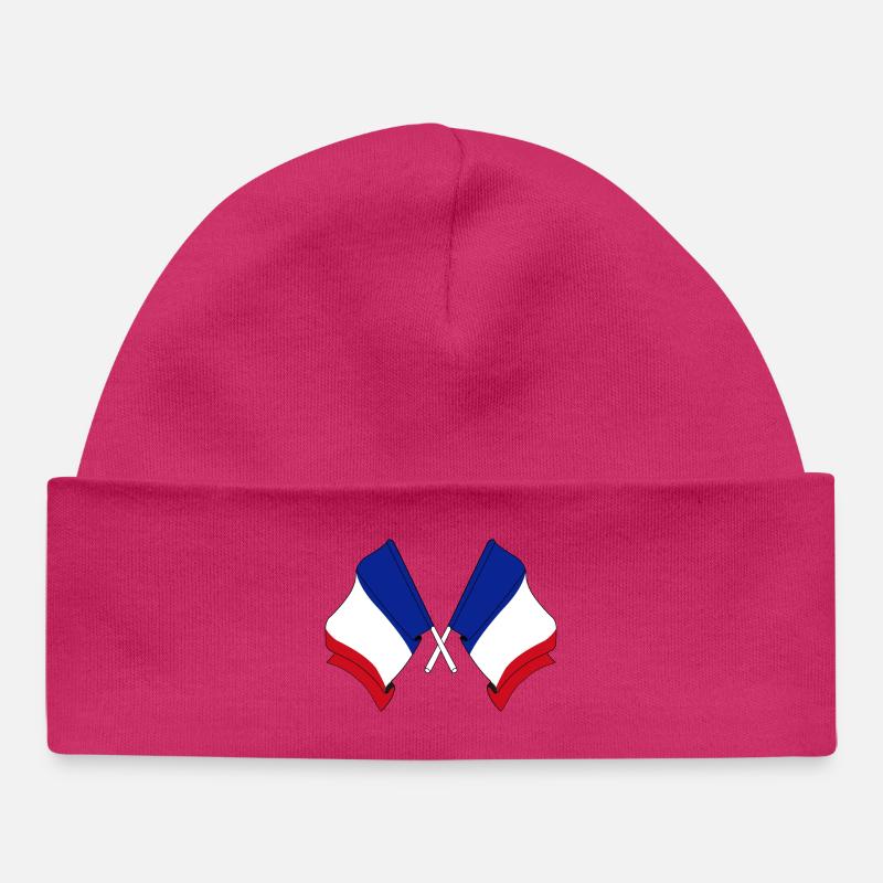 Deux drapeaux France - Bonnet bébé bio - hot pink