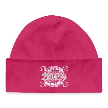Voitures anciennes 2024 - Bonnet bébé bio - hot pink - Devant