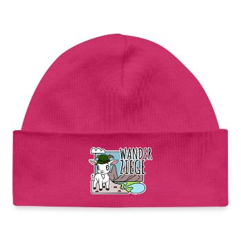 Cute hiking goat hiking in the mountains - Baby Organic Beanie - hot pink - Front