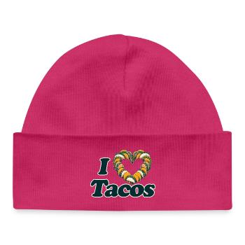 Ich liebe Tacos Herz - Baby Organic Mütze - hot Pink - Vorne