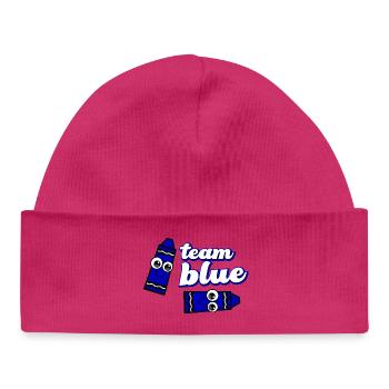 Funny Crayon Blue Team - Baby Organic Beanie - hot pink - Front