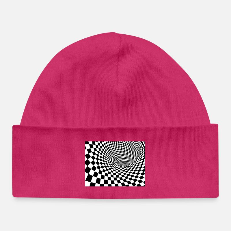 Tourbillon Carré Noir et Blanc - Bonnet bébé bio - hot pink