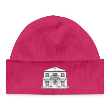 Façade de la villa dessinant un style vintage - Bonnet bébé bio - hot pink - Devant