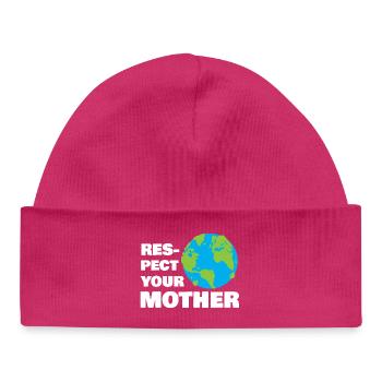 Respect Your Mother Earth Typographie Design - Bonnet bébé bio - hot pink - Devant