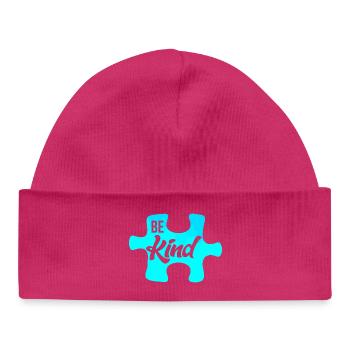 Be Kind Puzzle Motif - Baby Organic Beanie - hot pink - Front