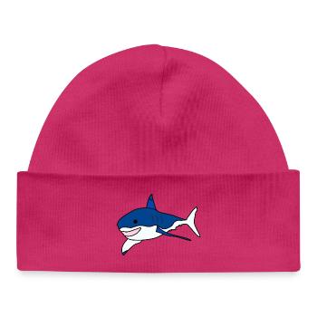 Great White Shark Cartoon - Baby Organic Beanie - hot pink - Front