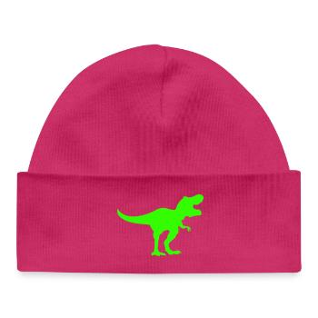 Green Dino Rex Silhouette - Baby Organic Beanie - hot pink - Front