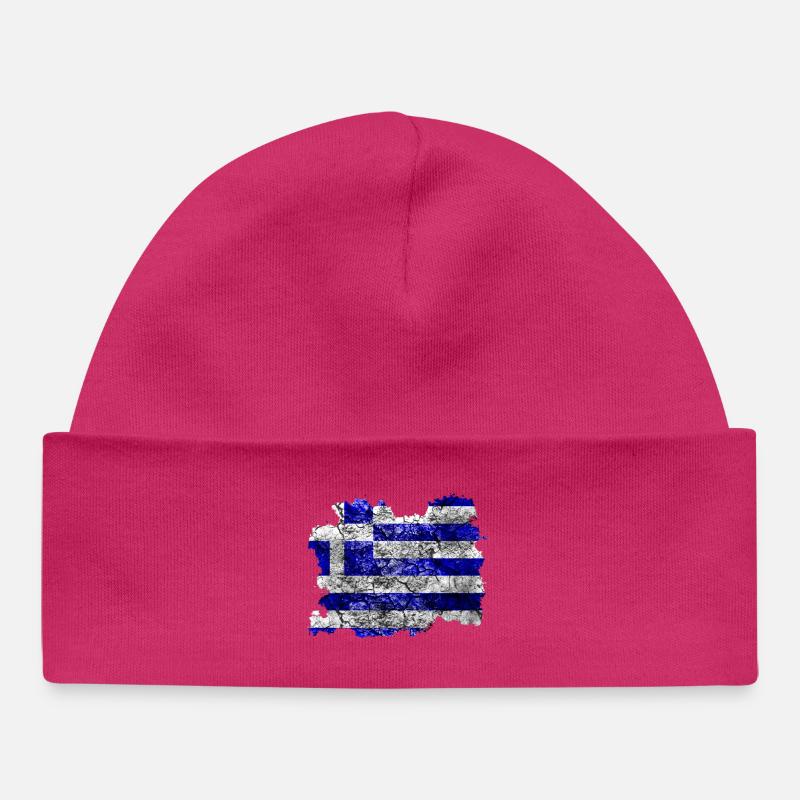 Drapeau de la Grèce Vintage - Bonnet bébé bio - hot pink