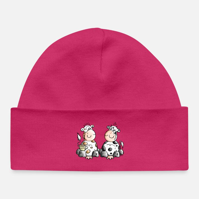 Vaches - Café - Vache - Bonnet bébé bio - hot pink