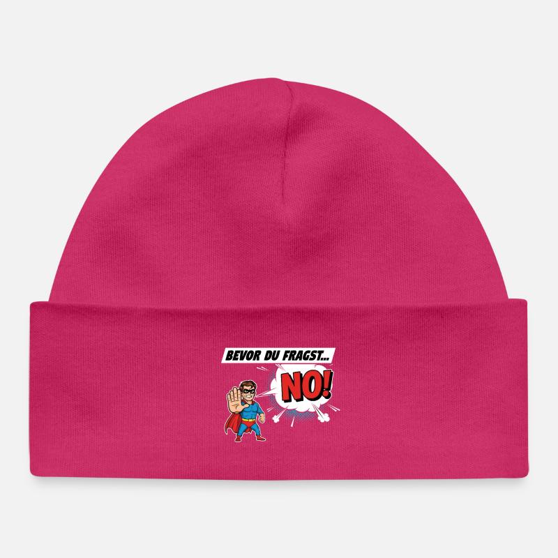 Superheroic Warning Comic Design - Baby Organic Beanie - hot pink