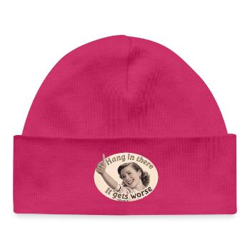 Restez à l’écoute, ça empire - Bonnet bébé bio - hot pink - Devant