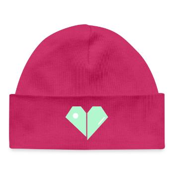 Mint Heart Split Minimalist - Baby Organic Beanie - hot pink - Front