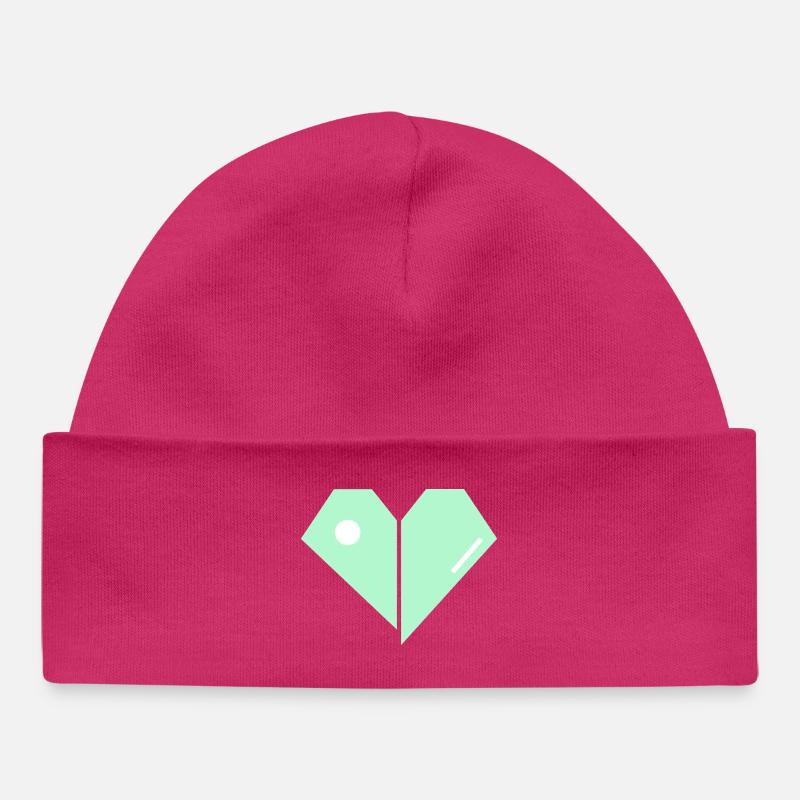 Mint Heart Split Minimalist - Baby Organic Beanie - hot pink