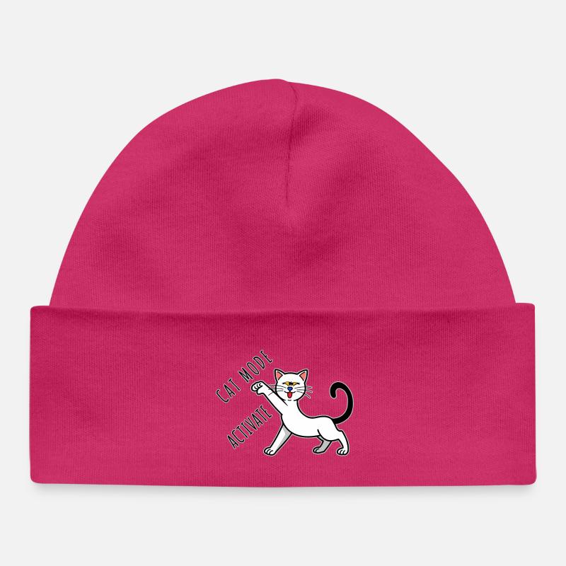 Cat Mode Activate - Baby Organic Beanie - hot pink