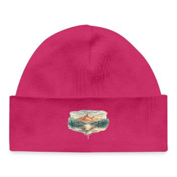 Pastel Mountain Lake - Baby Organic Mütze - hot Pink - Vorne