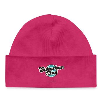 Suburban Dad, Black Blue Retro Logo - Baby Organic Beanie - hot pink - Front