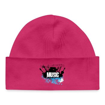 Musique Splash Grunge Typographie - Bonnet bébé bio - hot pink - Devant