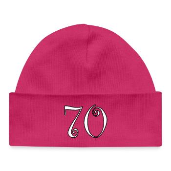 70. 70 ANS. 70e ANNIVERSAIRE. ANNIVERSAIRE 70 ANS. - Bonnet bébé bio - hot pink - Devant