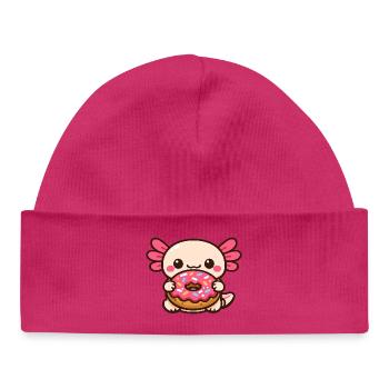 Kawaii Donut Buddy with Frosting - Baby Organic Beanie - hot pink - Front