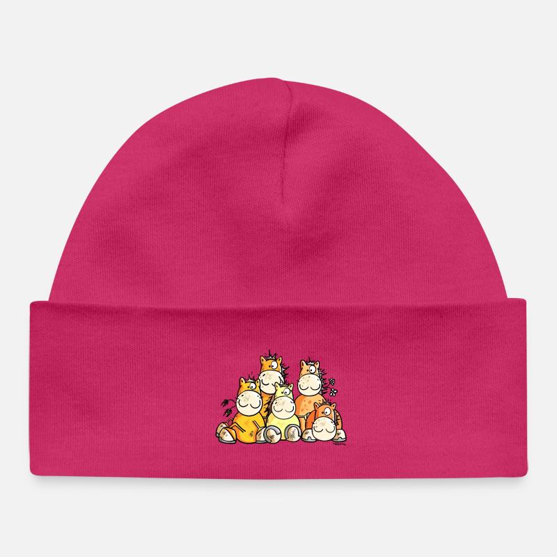Drôle Chevaux - Bonnet bébé bio - hot pink