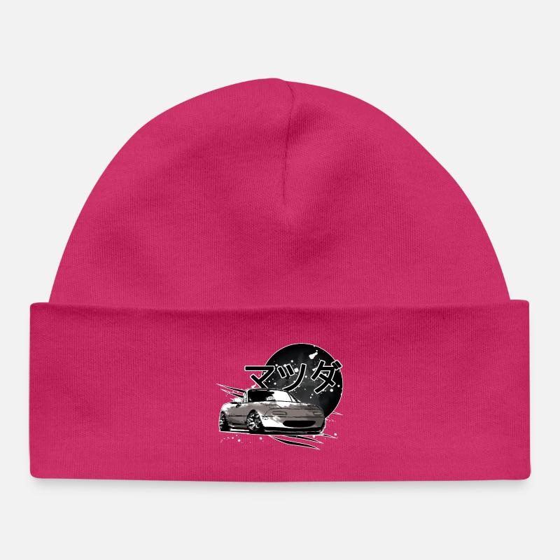Voiture japonaise Miata Mx5 grise - Bonnet bébé bio - hot pink