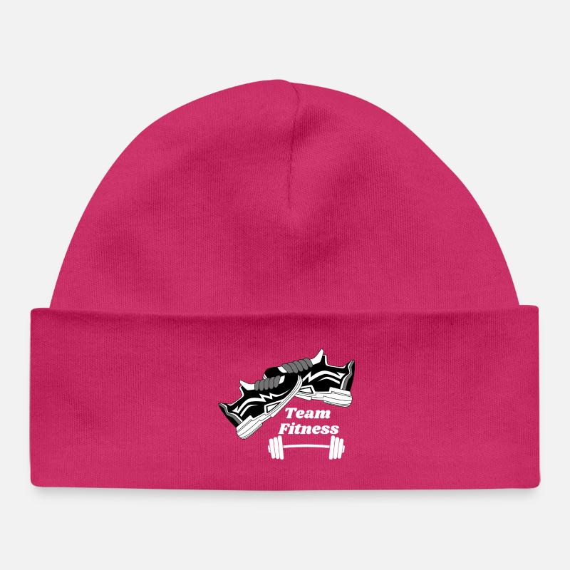 Baskets et haltères Team Fitness - Bonnet bébé bio - hot pink
