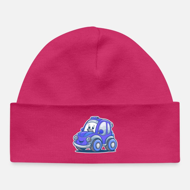 Voiture mignonne - Bonnet bébé bio - hot pink
