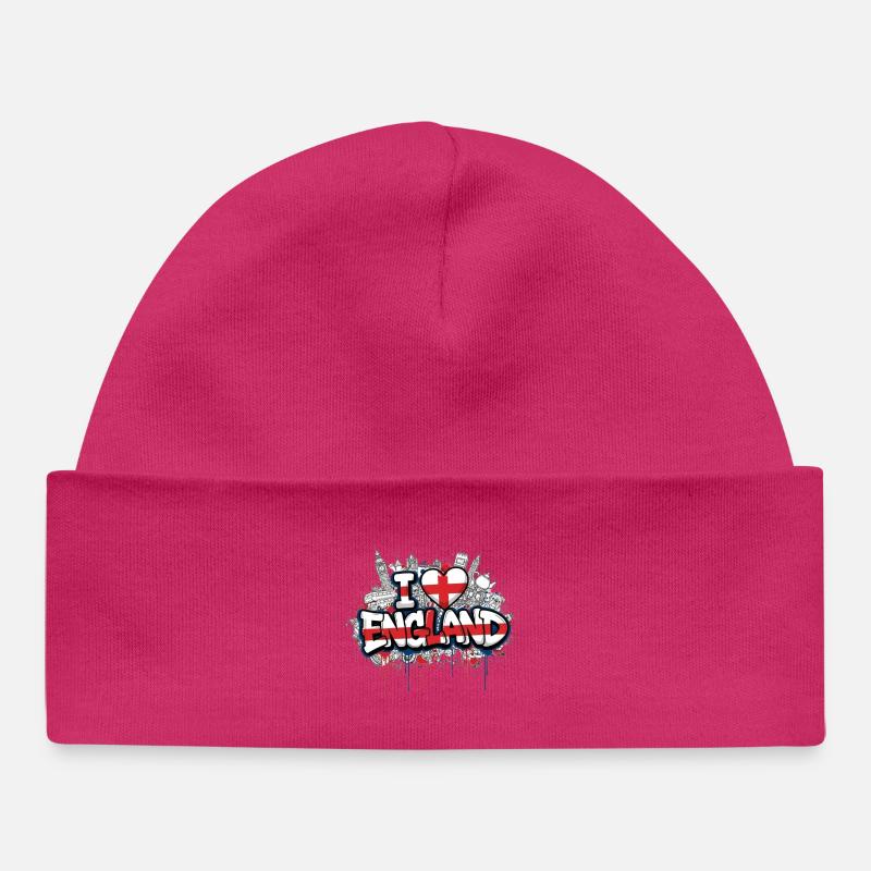 Drapeau de l’Angleterre Love Graffiti Design - Bonnet bébé bio - hot pink