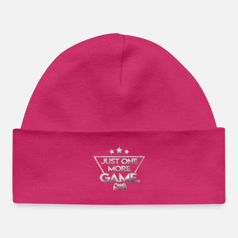 Just_one_more_game_ _silber_muster_ - Baby Organic Beanie - hot pink