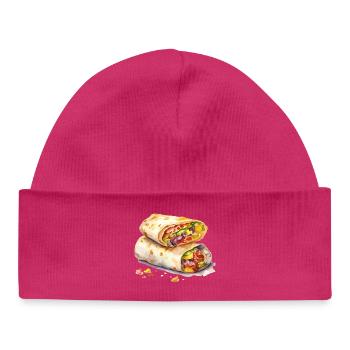 Wrap Burrito Illustration - Baby Organic Beanie - hot pink - Front