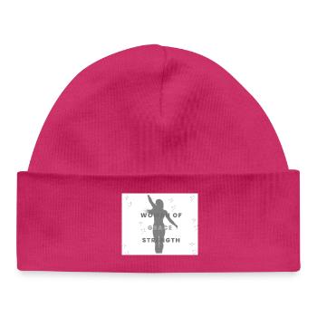 Woman of Grace and Strength  - Baby Organic Beanie - hot pink - Front