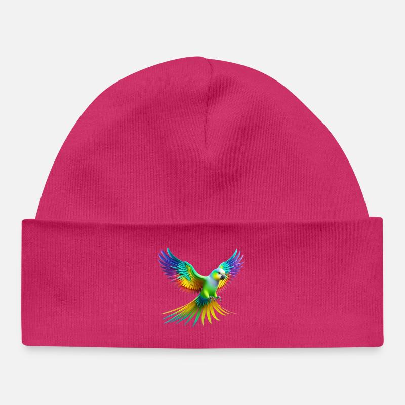 Perruche arc-en-ciel (02) - Bonnet bébé bio - hot pink