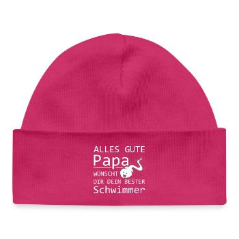 Alles Gute Papa wünscht dir dein bester Schwimmer - Baby Organic Mütze - hot Pink - Vorne