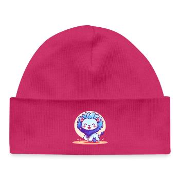 Little Blue Lion - Baby Organic Beanie - hot pink - Front