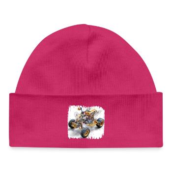 Quad-Bike CAD-Blaupause Design - Baby Organic Mütze - hot Pink - Vorne