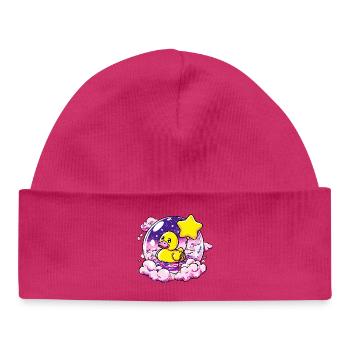 Dream duck in a star balloon - Baby Organic Beanie - hot pink - Front
