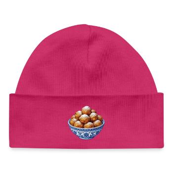 Oliebollen im bestickten Look (gedruckt) - Baby Organic Mütze - hot Pink - Vorne