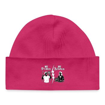 Nutritionniste : mon problème, ma solution, pictogramme, maman. - Bonnet bébé bio - hot pink - Devant