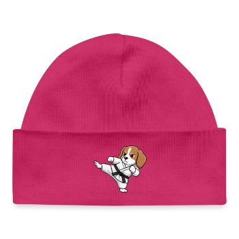 Dessin animé Beagle Cartoon Cartoon Karate Humain - Bonnet bébé bio - hot pink - Devant