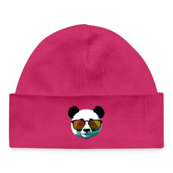 Panda with Sunglasses Gradient - Baby Organic Beanie - hot pink - Front