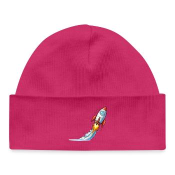 Raketenstart Cartoon-Design - Baby Organic Mütze - hot Pink - Vorne