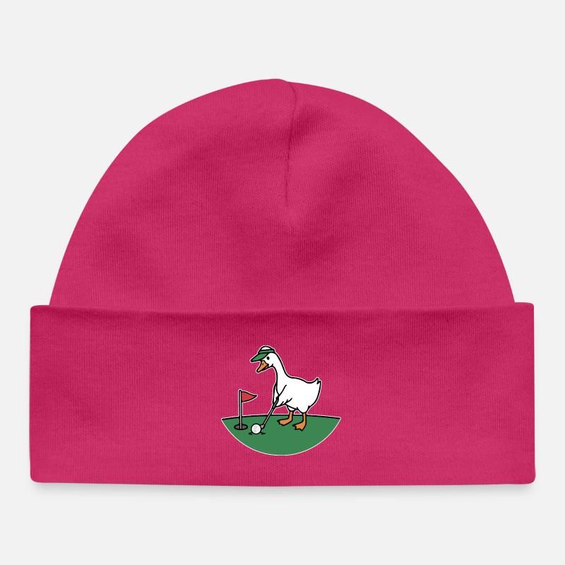 Canard de golf dans un style dessin animé - Bonnet bébé bio - hot pink